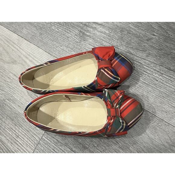 Janie and Jack Plaid Red Size 9 Toddler Girl Pointy Toe Holiday - Picture 1 of 5